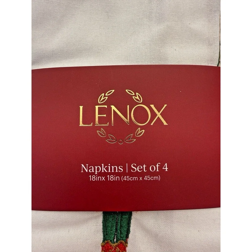 Lenox Christmas Nutcracker Embroidered Napkins Fabric Set Of 4 Bay Berry White